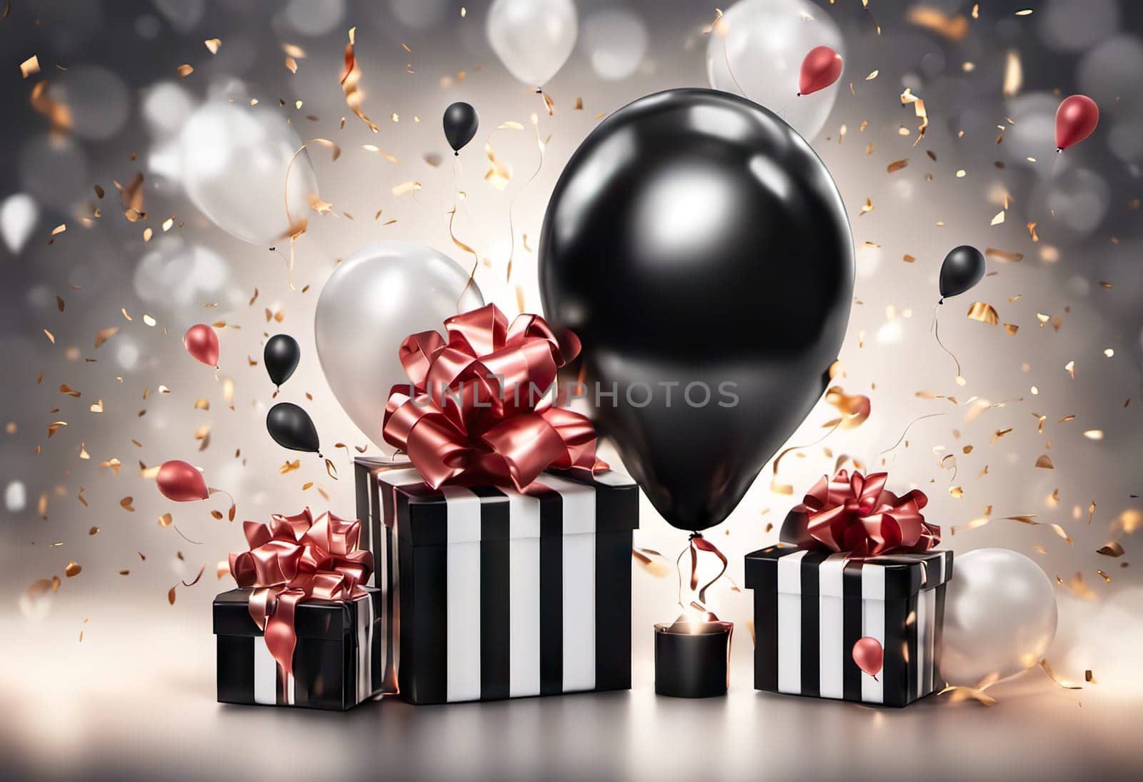 gift boxes with balloons on background, Great discount and sale promotion concept by EkaterinaPereslavtseva