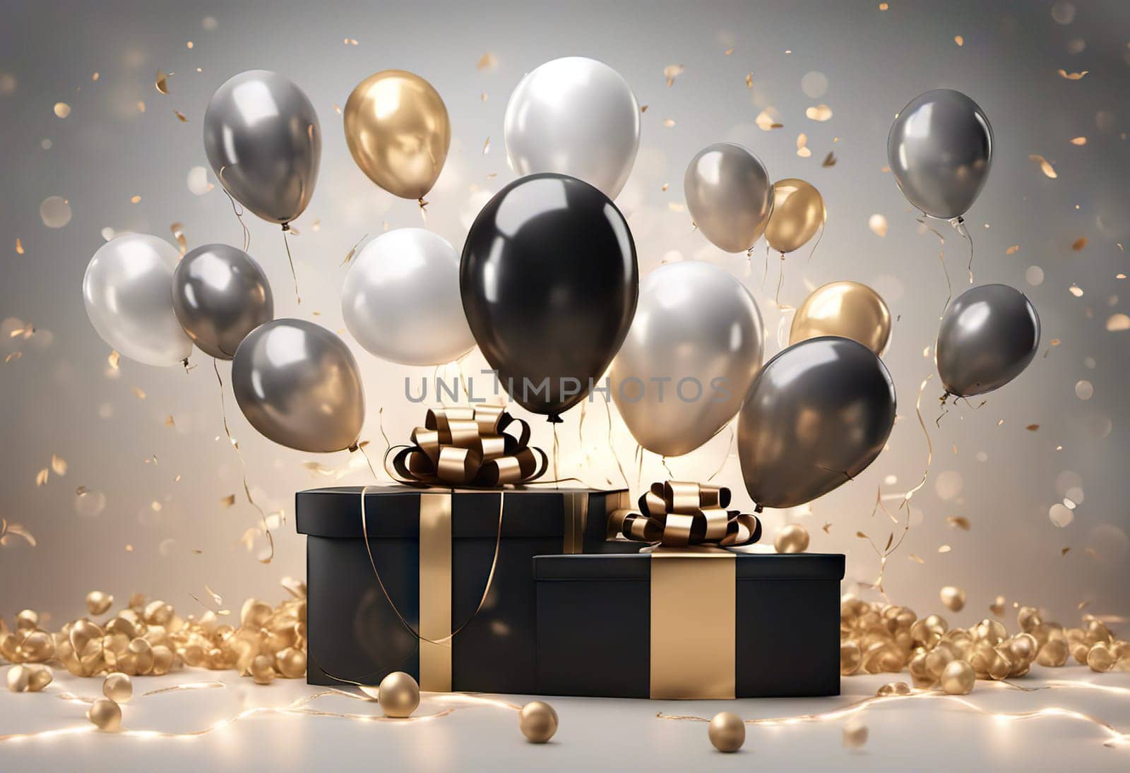 gift boxes with balloons on background, Great discount and sale promotion concept by EkaterinaPereslavtseva