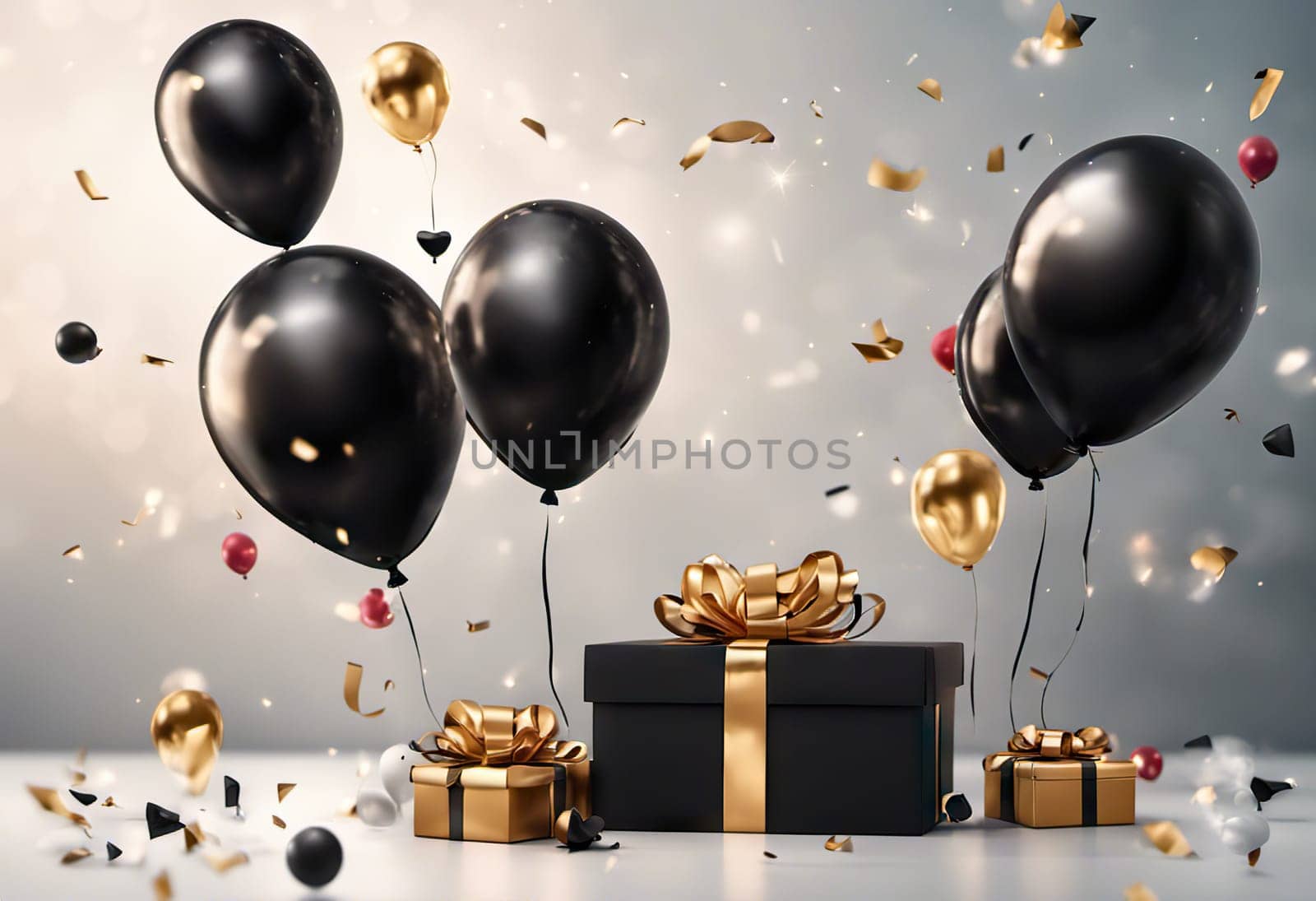 gift boxes with balloons on background, Great discount and sale promotion concept by EkaterinaPereslavtseva