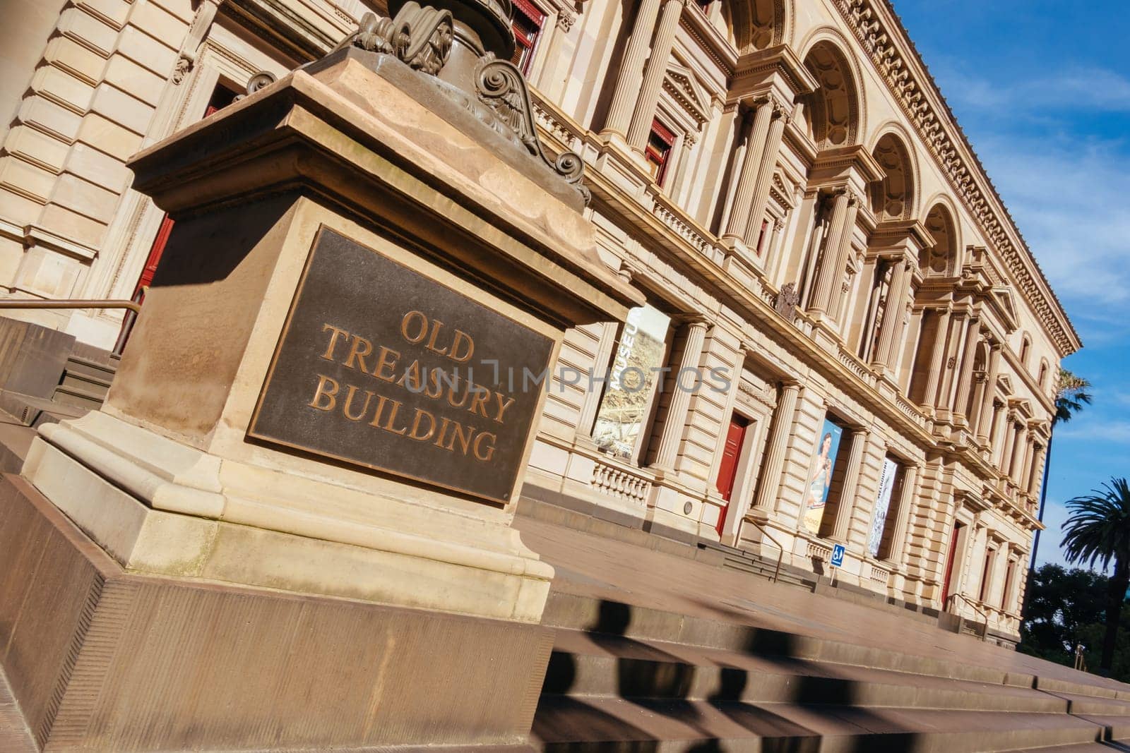 MELBOURNE, AUSTRALIA - JANUARY 8 2025: Old Treasury Building on a hot summer's afternoon in Melbourne CBD, Victoria, Australia