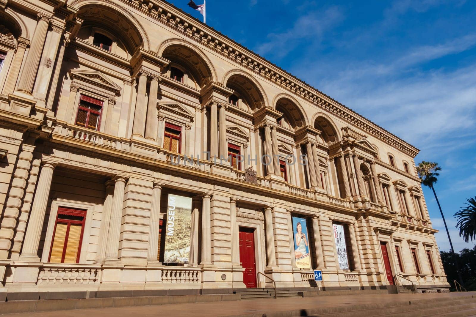 MELBOURNE, AUSTRALIA - JANUARY 8 2025: Old Treasury Building on a hot summer's afternoon in Melbourne CBD, Victoria, Australia