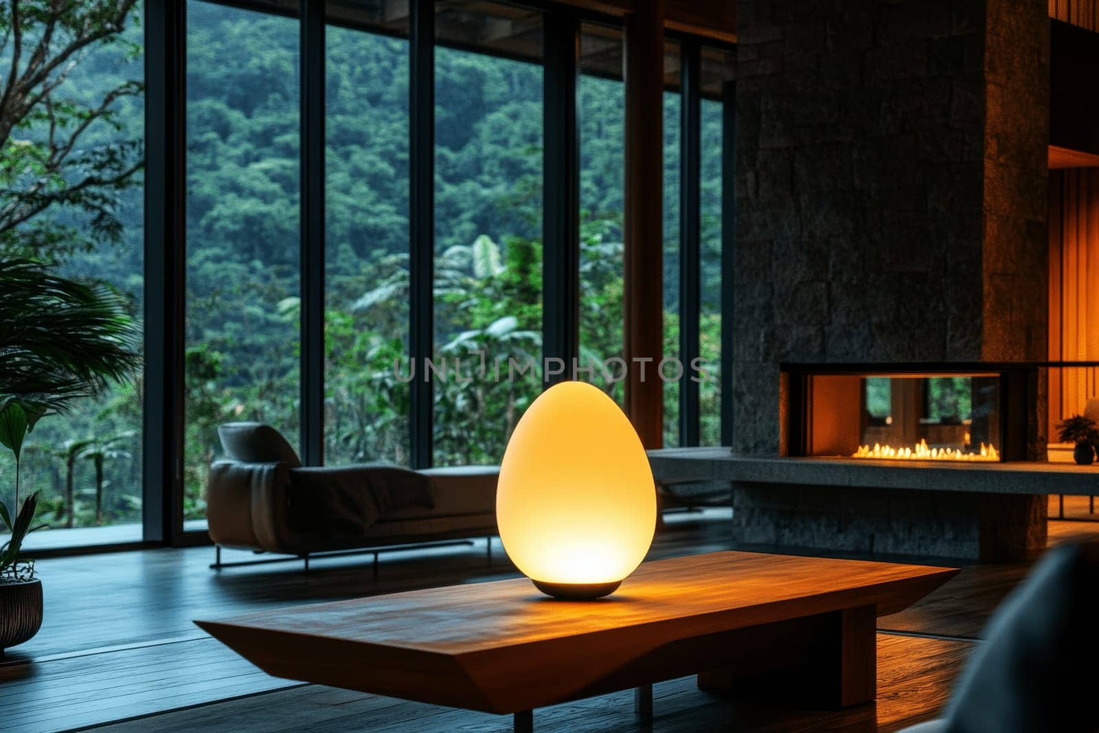 a jumbo egg-shaped futuristic is Home Nuclear Reactor and a nuclear reactor is running .energy power concept..