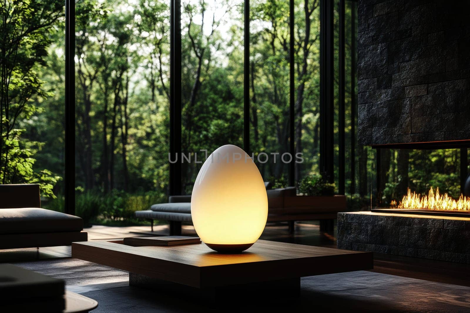 a jumbo egg-shaped futuristic is Home Nuclear Reactor and a nuclear reactor is running .energy power concept..