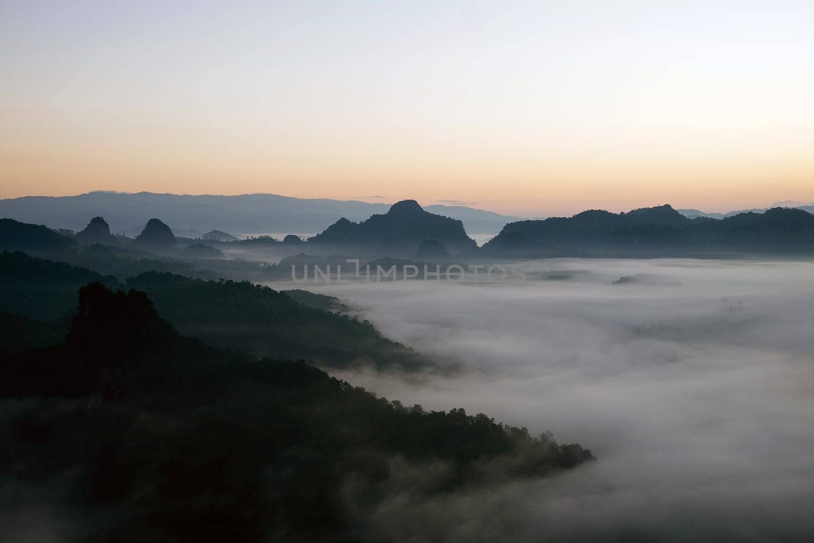 The sea of fog at Phuphamok,This mountain is located in Pang Mapha District, Mae Hong Son Province.Thailand.