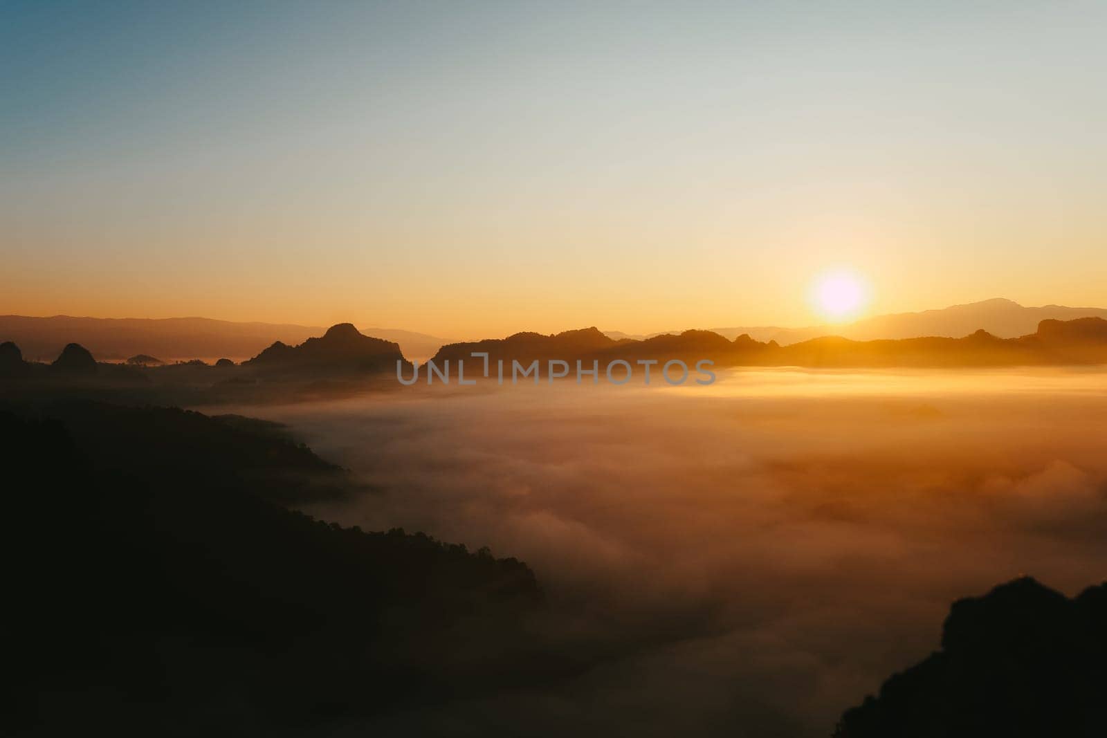The sea of fog at Phuphamok,This mountain is located in Pang Mapha District, Mae Hong Son Province.Thailand.