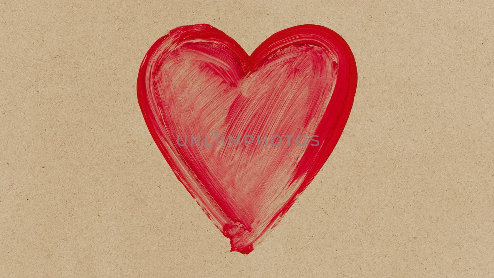 Old sheet of paper with a painted heart