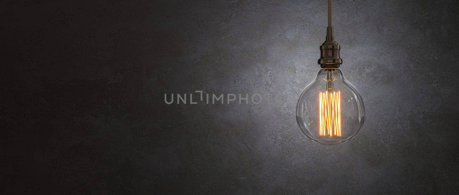 Vintage led lightbulb dark background 3d