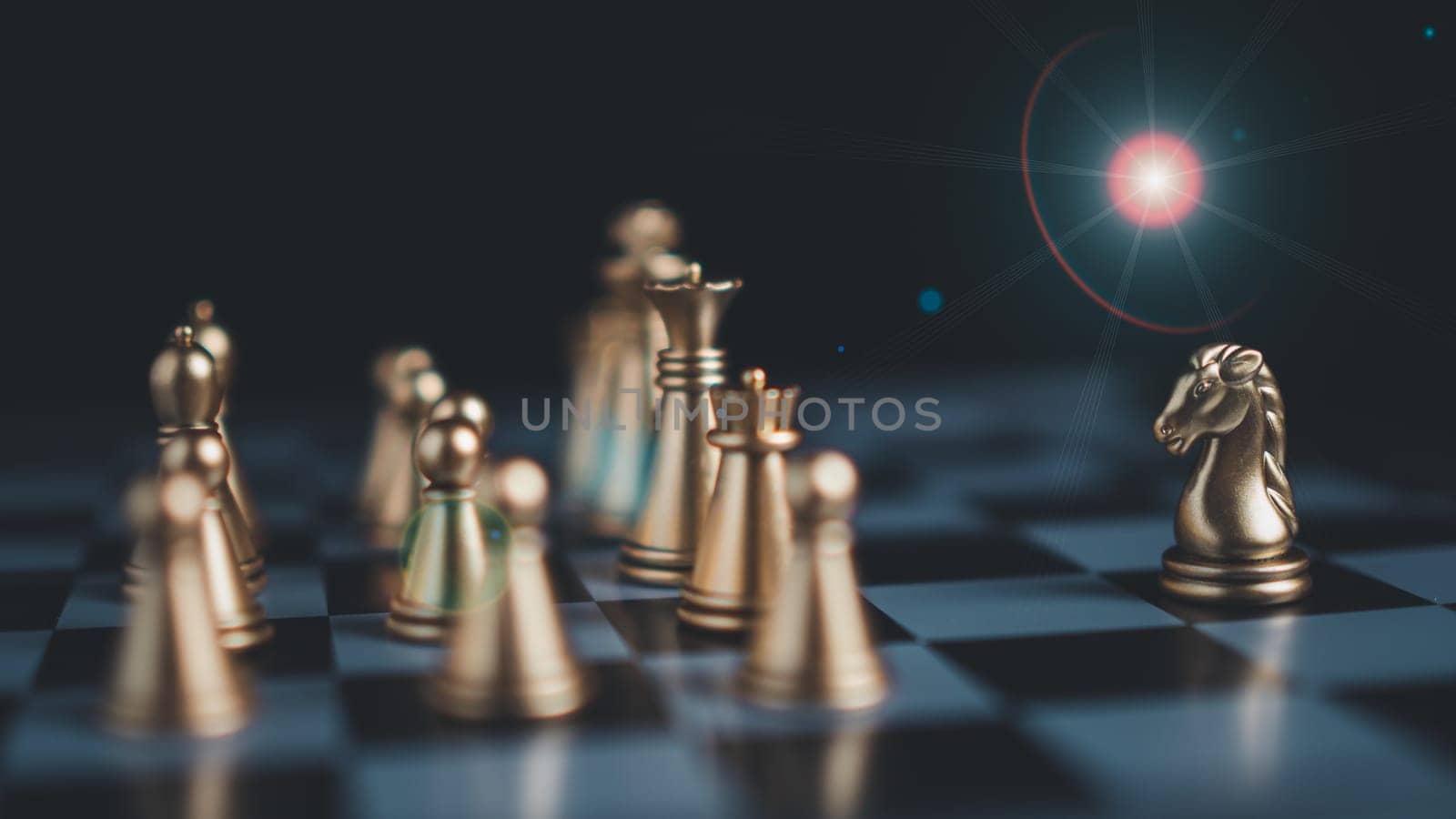 Gold and silver chess pieces in chess board game for business comparison. Leadership concepts, human resource management concepts. by Unimages2527