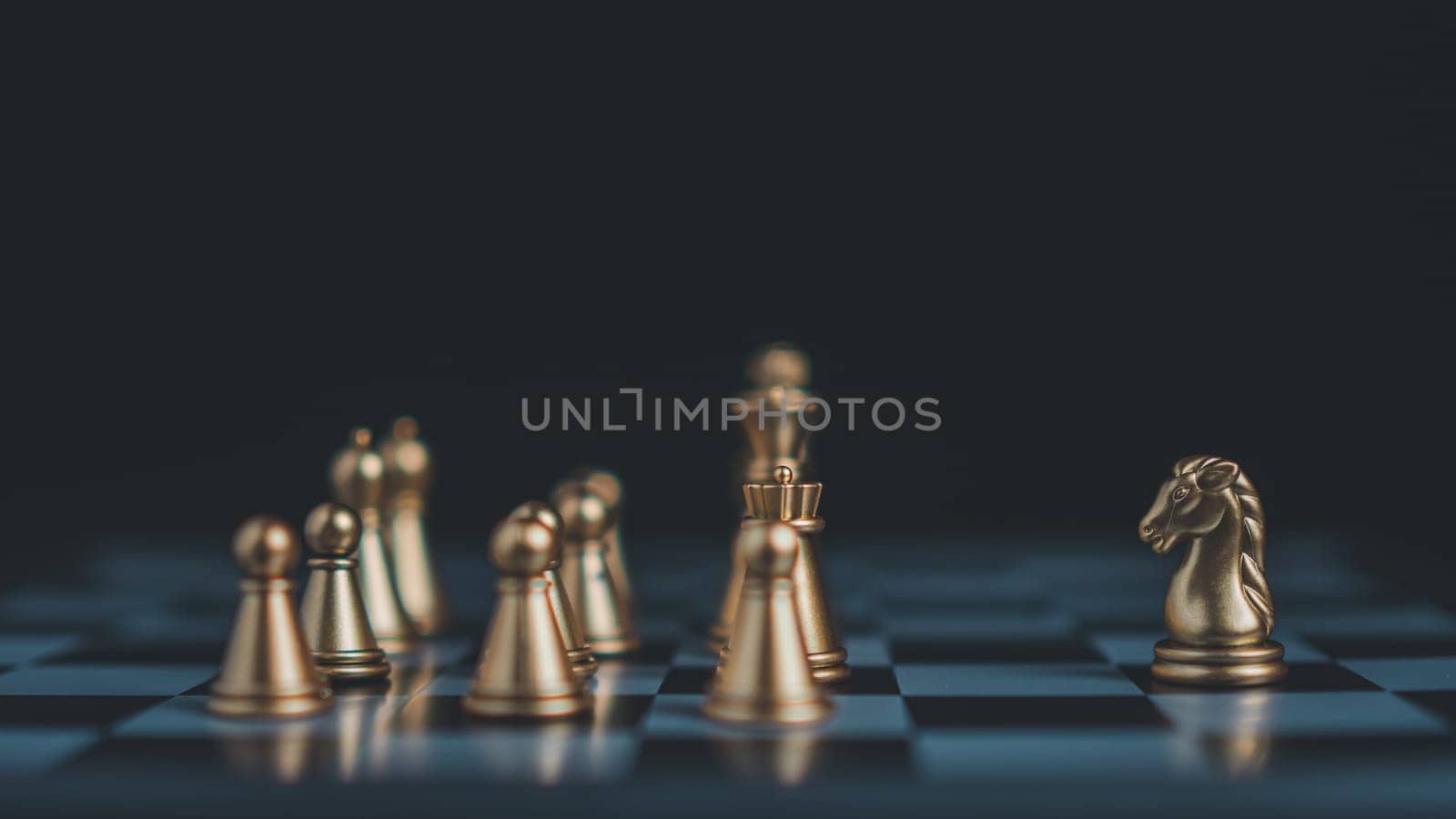 Gold and silver chess pieces in chess board game for business comparison. Leadership concepts, human resource management concepts.