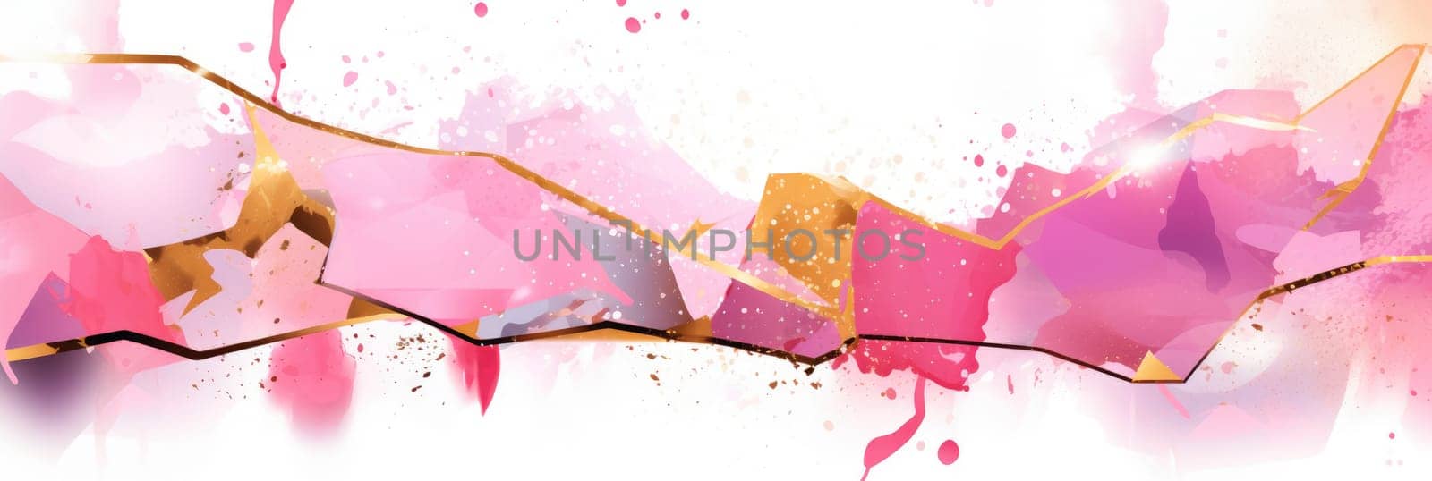 Abstract watercolor artwork mixed with buzzy geometric shapes for background of social media banner generative AI image