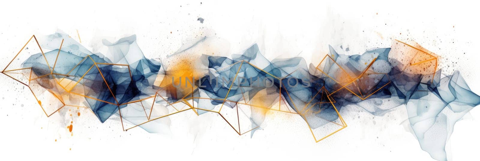 Abstract watercolor artwork mixed with buzzy geometric shapes for background of social media banner generative AI image