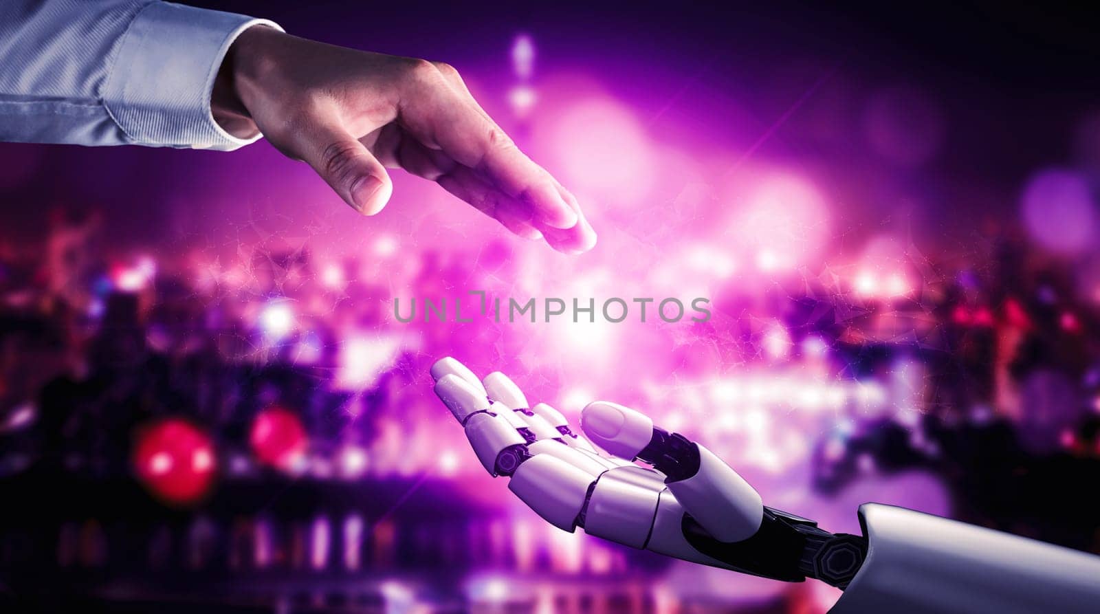 Future artificial intelligence robot and cyborg. 3D illustration. by biancoblue