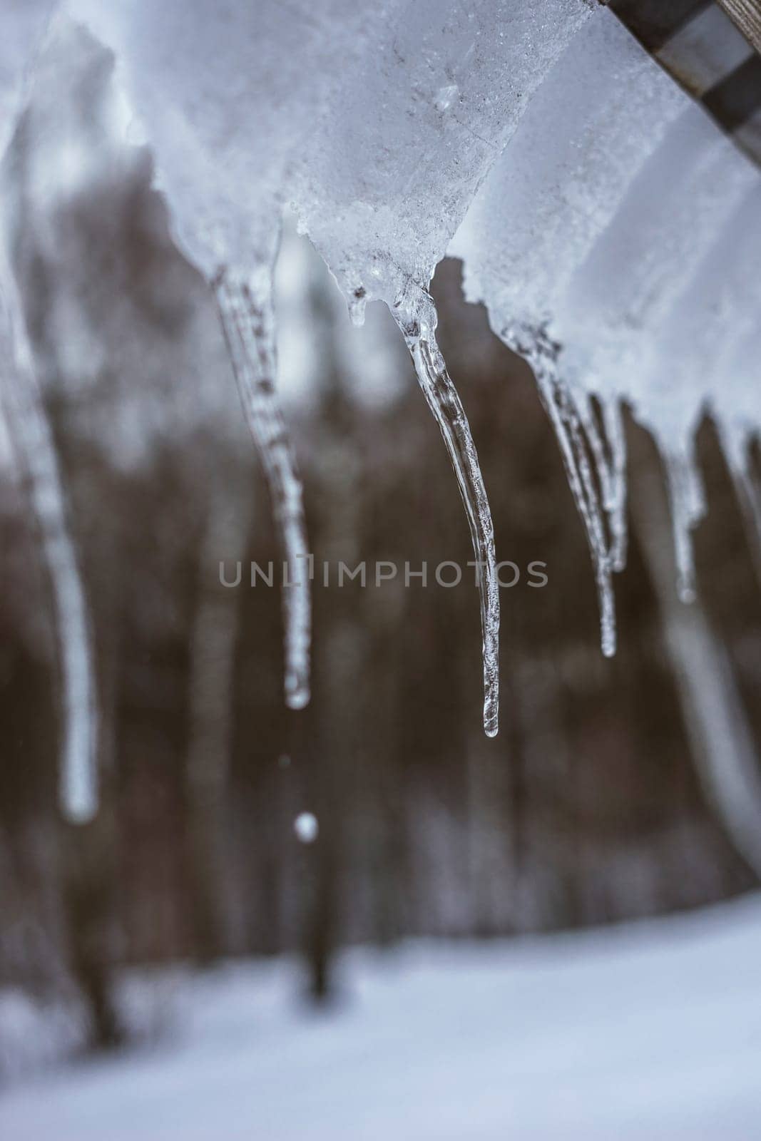 Abstract shot of icicles hanging. High quality photo