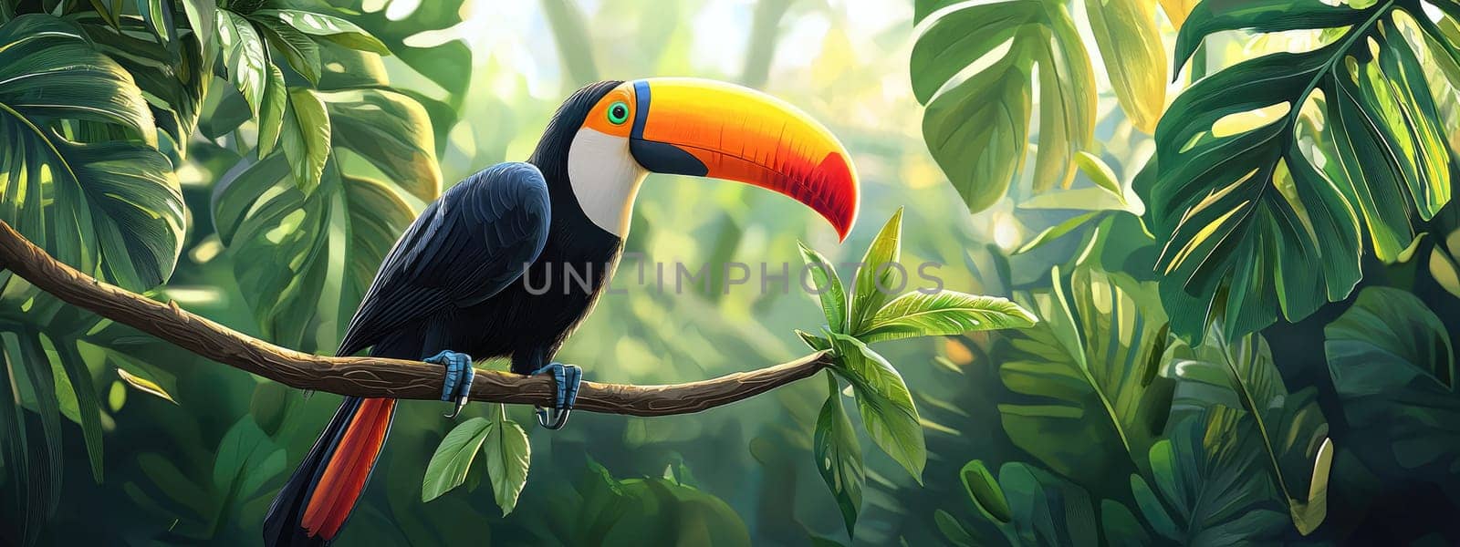 Toucan bird on a branch. selective focus.