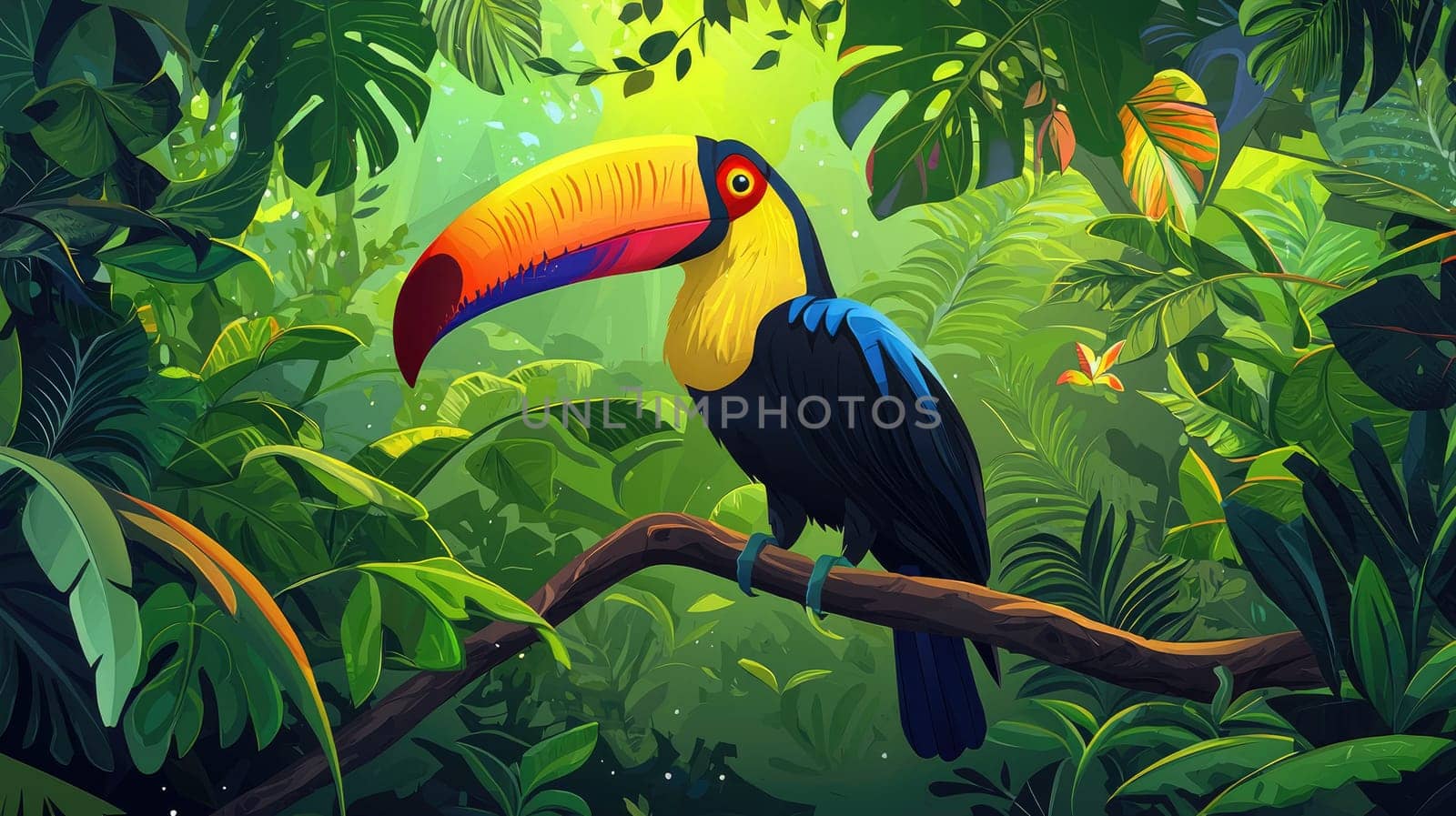 Toucan bird on a branch. selective focus.