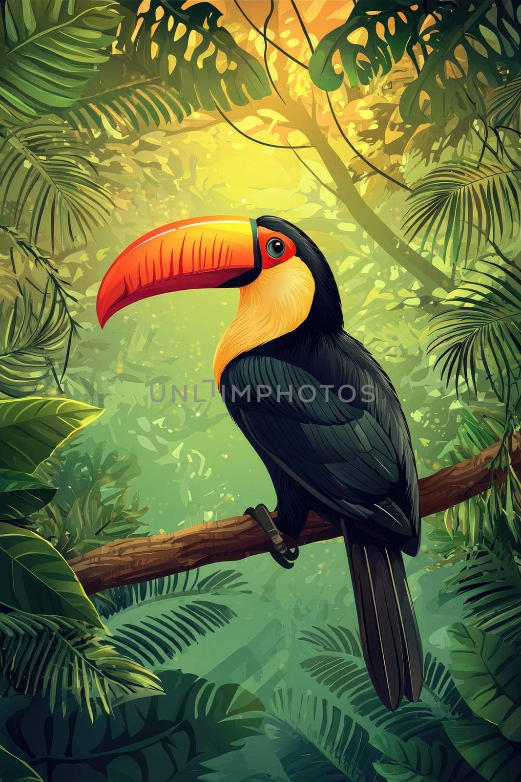 Toucan bird on a branch. selective focus.