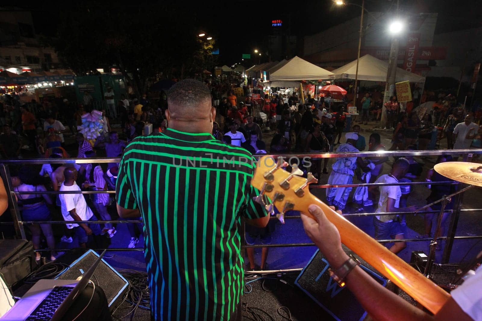 salvador, bahia, brazil - april 23, 2023: precursion band during micareta in the city of Feira de Santana.