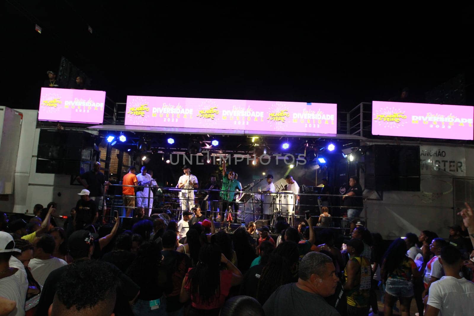 salvador, bahia, brazil - april 23, 2023: precursion band during micareta in the city of Feira de Santana.