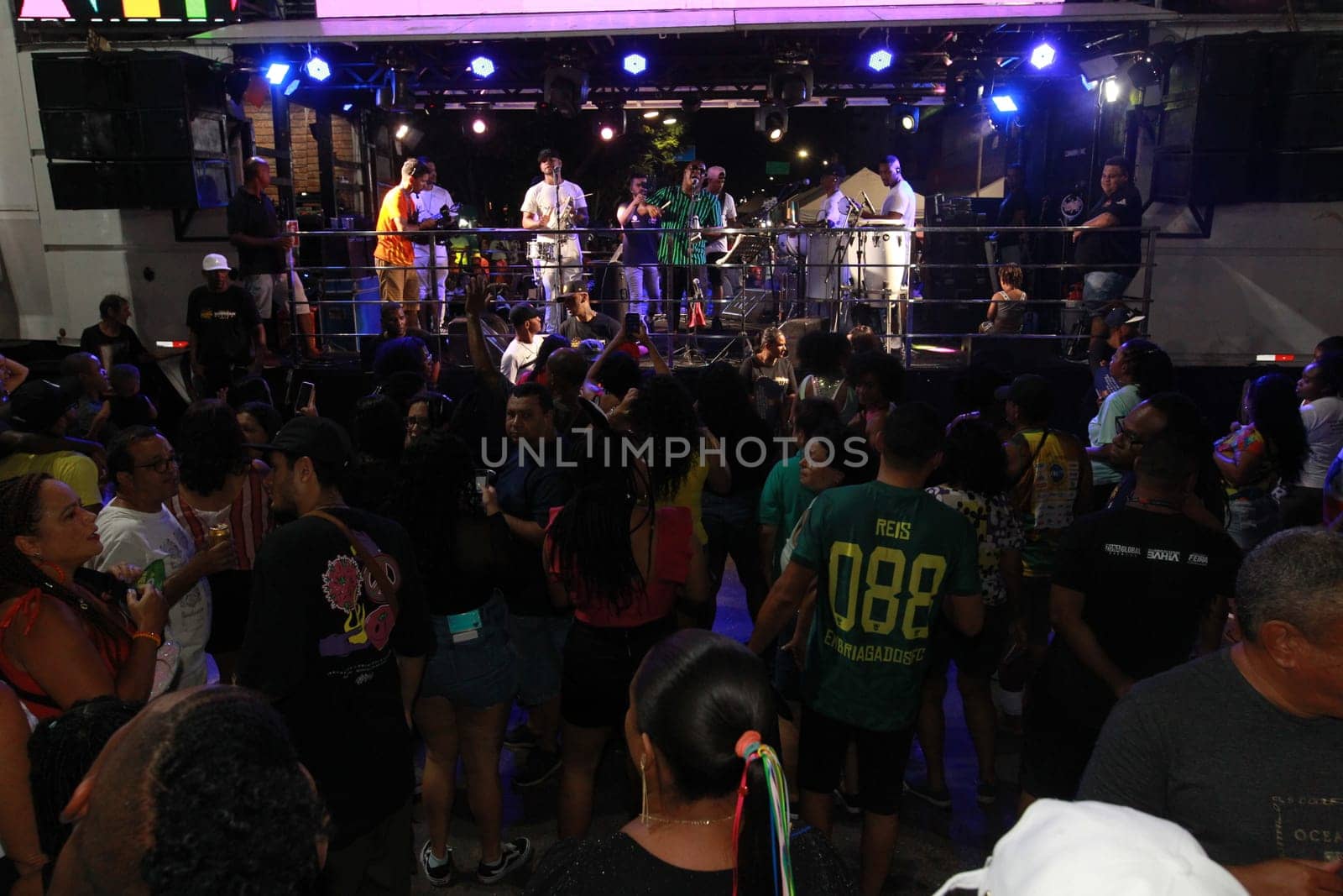 salvador, bahia, brazil - april 23, 2023: precursion band during micareta in the city of Feira de Santana.