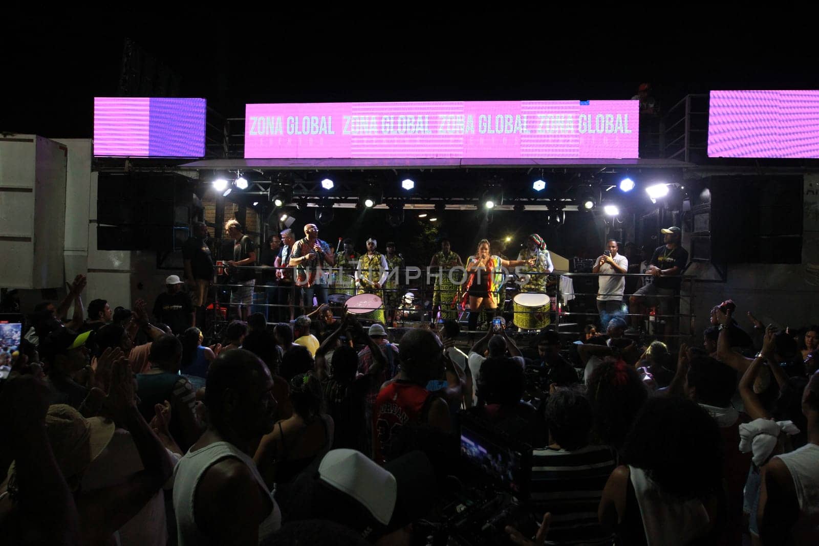 salvador, bahia, brazil - april 23, 2023: precursion band during micareta in the city of Feira de Santana.