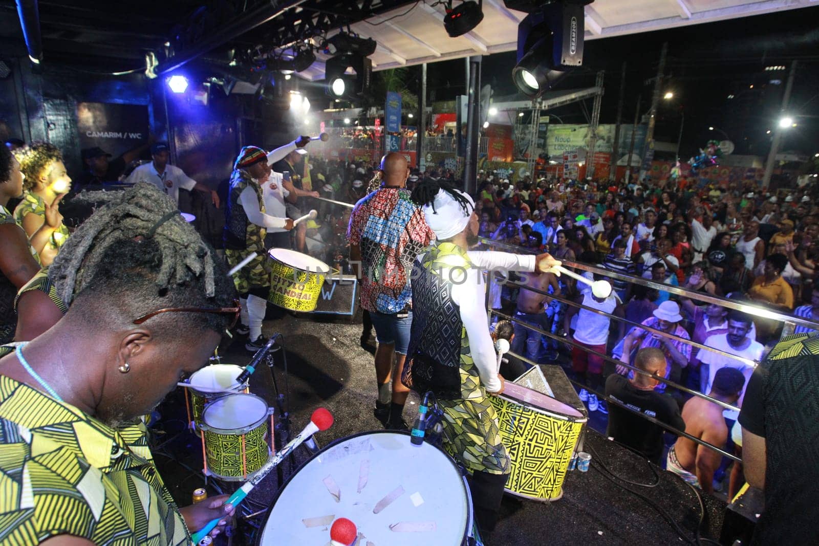 salvador, bahia, brazil - april 23, 2023: precursion band during micareta in the city of Feira de Santana.