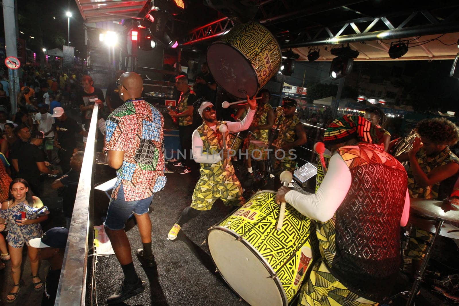 salvador, bahia, brazil - april 23, 2023: precursion band during micareta in the city of Feira de Santana.