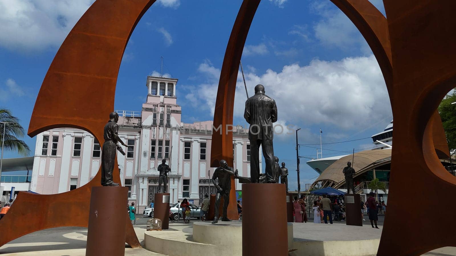 salvador, bahia, brazil - december 17, 2024: view of the monument to capoeiristas in the Comercio neighborhood in the city of Salvador.