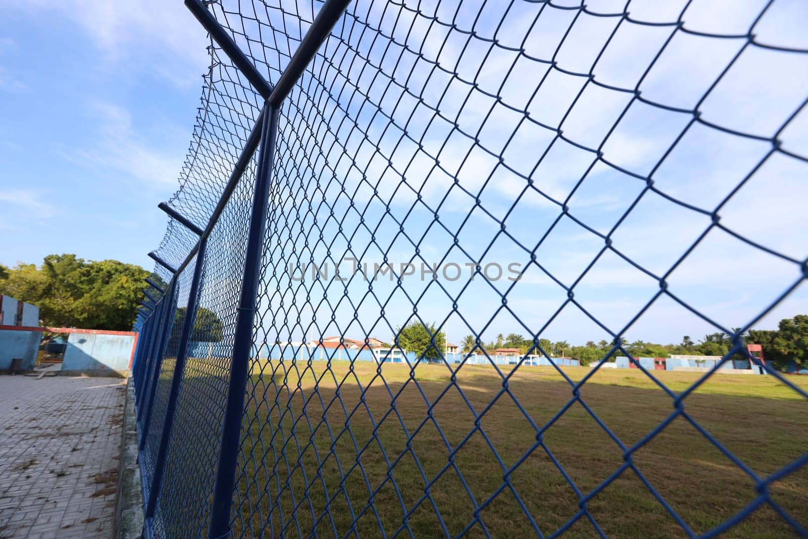 salvador, bahia, brazil - january 7, 2025: view of a wire mesh on a football field in the city of Salvador.