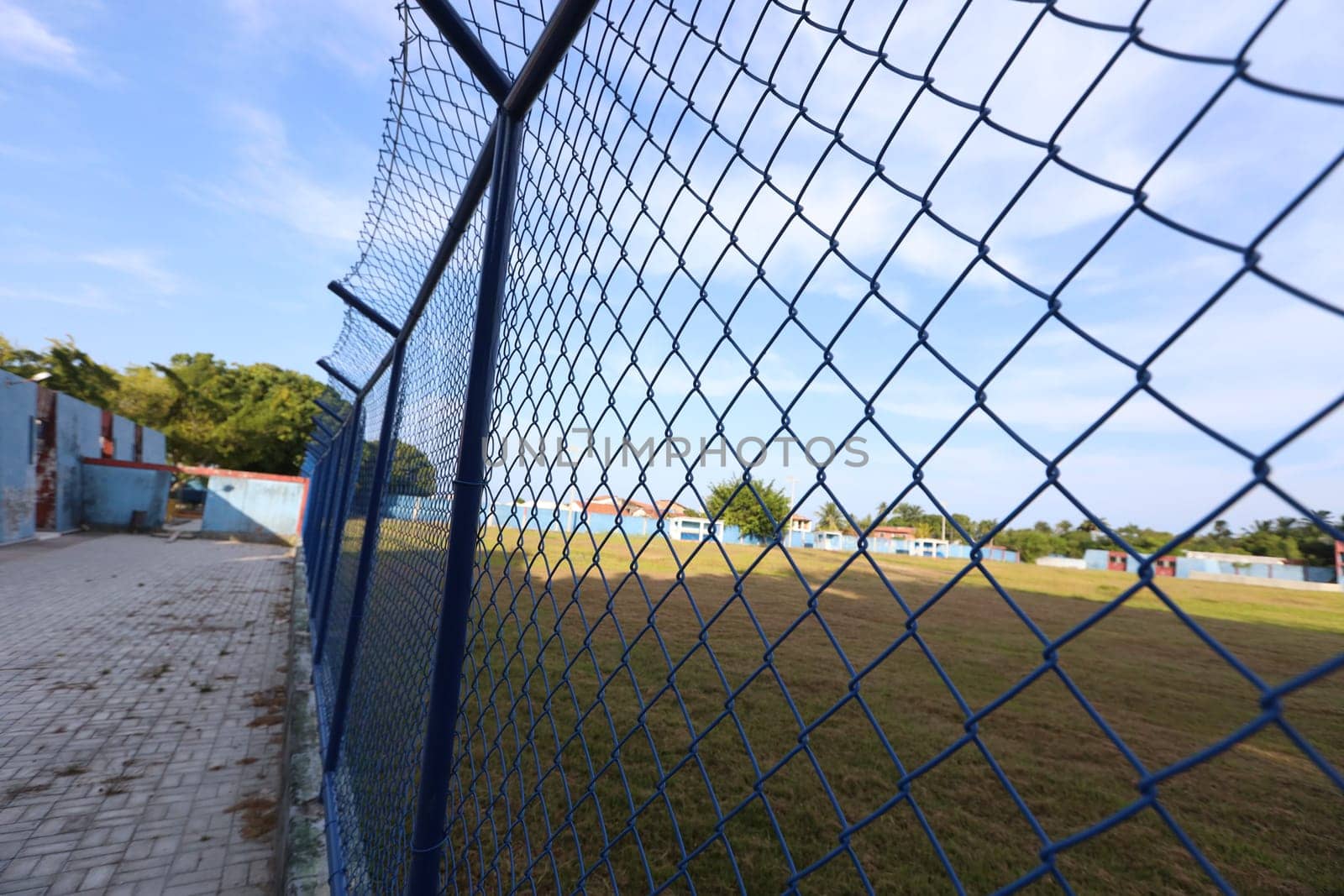 salvador, bahia, brazil - january 7, 2025: view of a wire mesh on a football field in the city of Salvador.