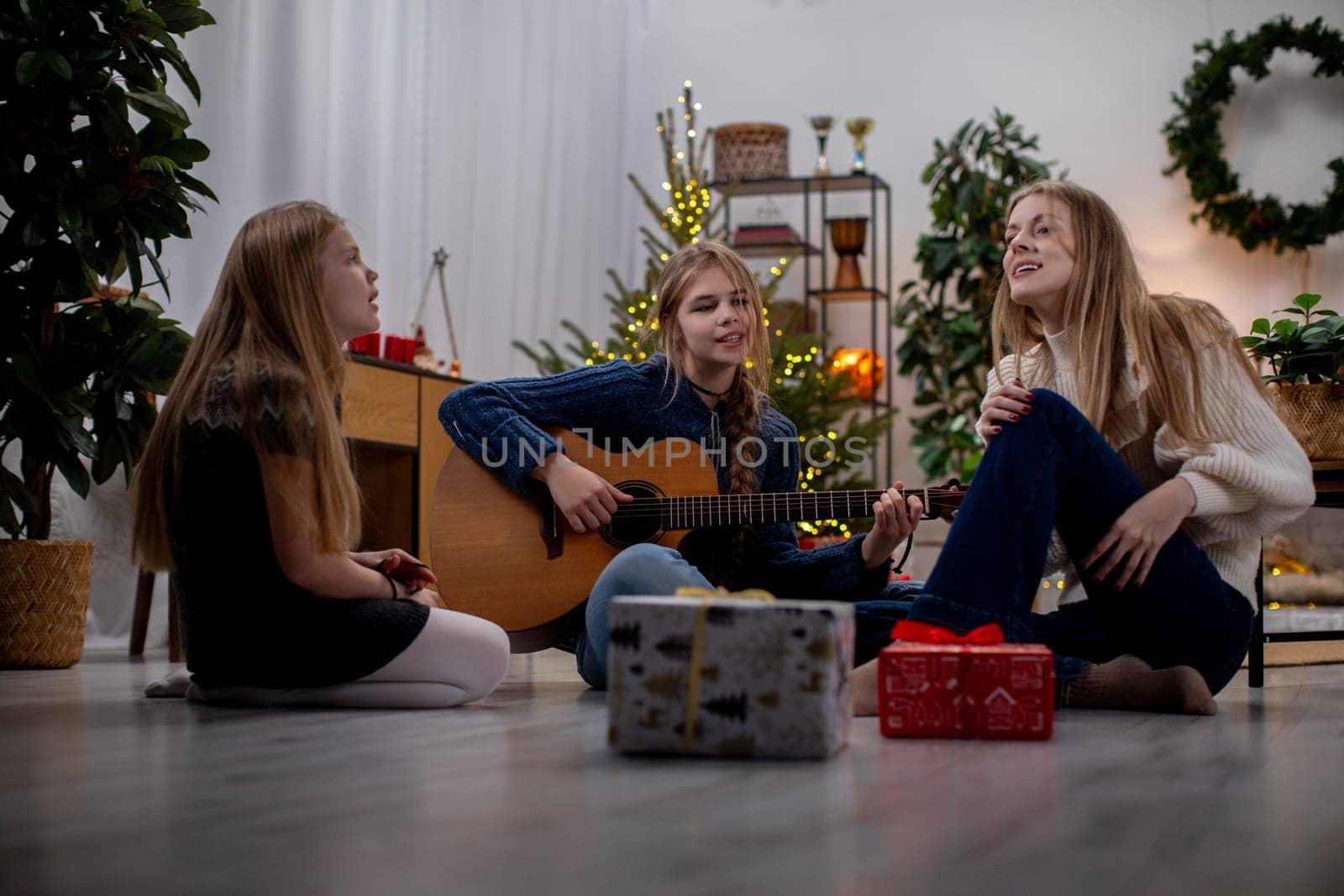 A joyful family gathering at Christmas filled with music, wonderful gifts, and the delightful festive spirit