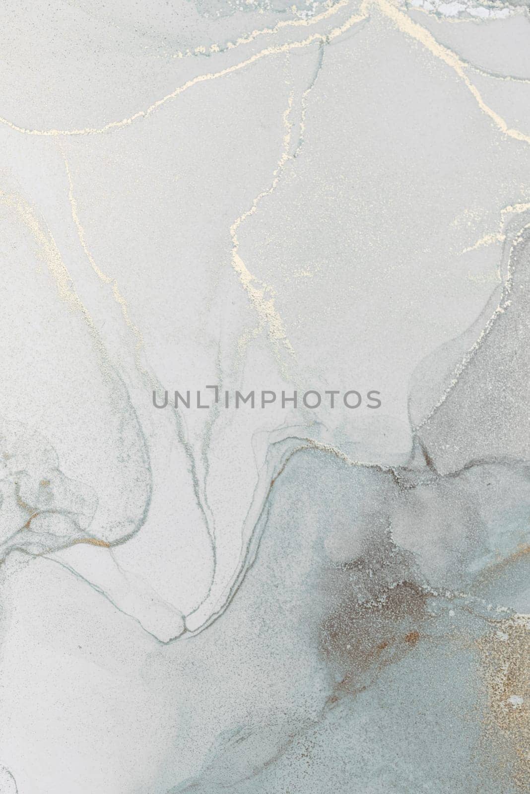 This artwork showcases a serene blend of soft colors with intricate flowing patterns, highlighted by subtle gold accents, creating a sophisticated and calming effect.