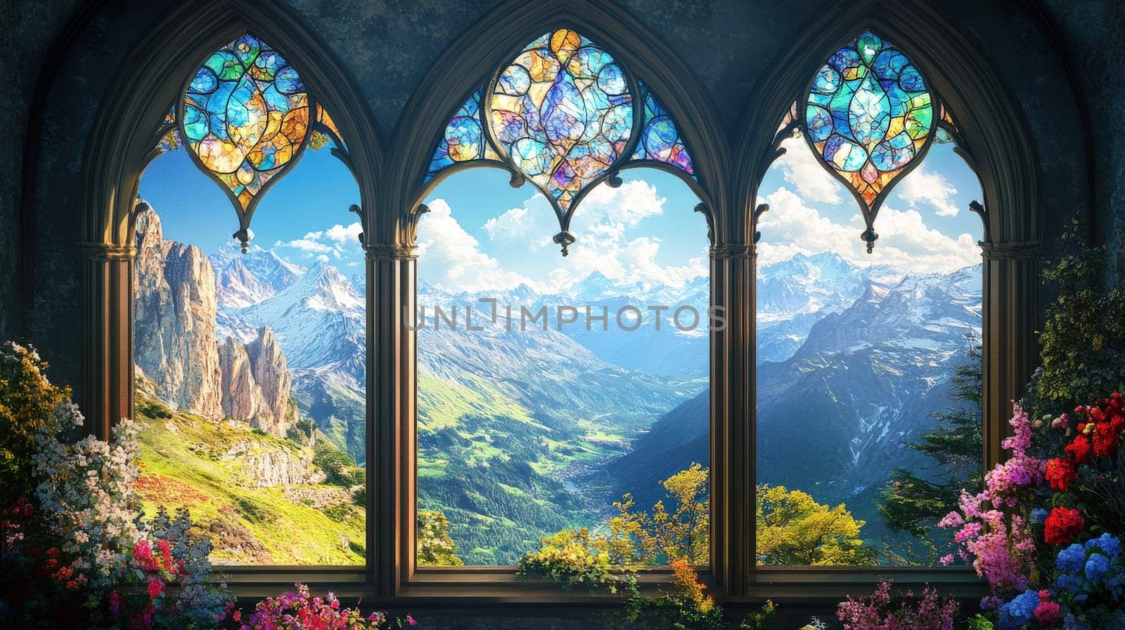 Stained glass in a whimsical style