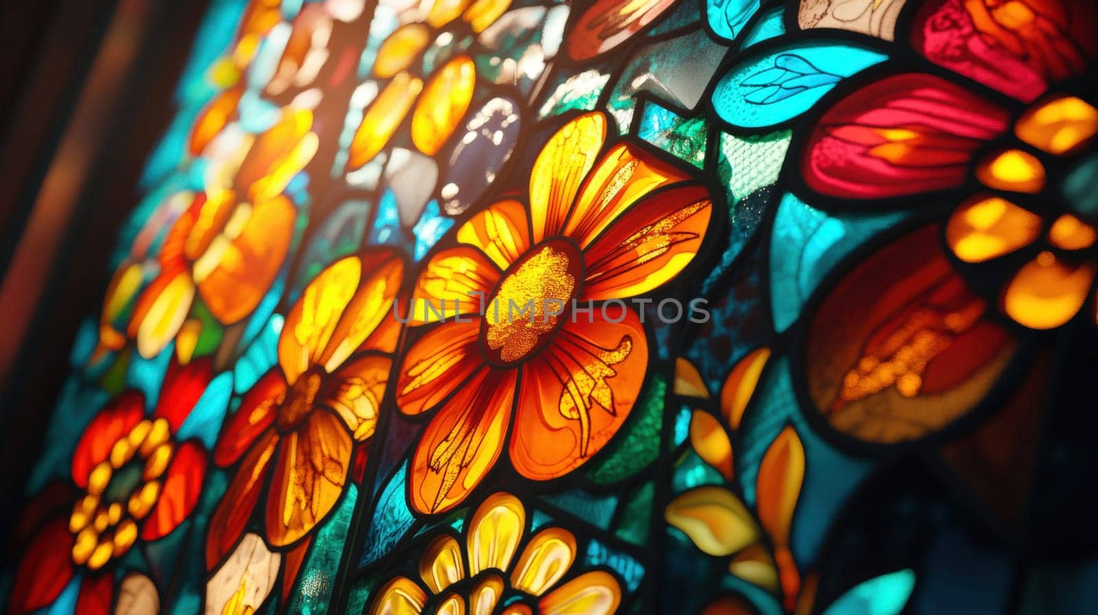 Stained Glass Floral Motif backdrop