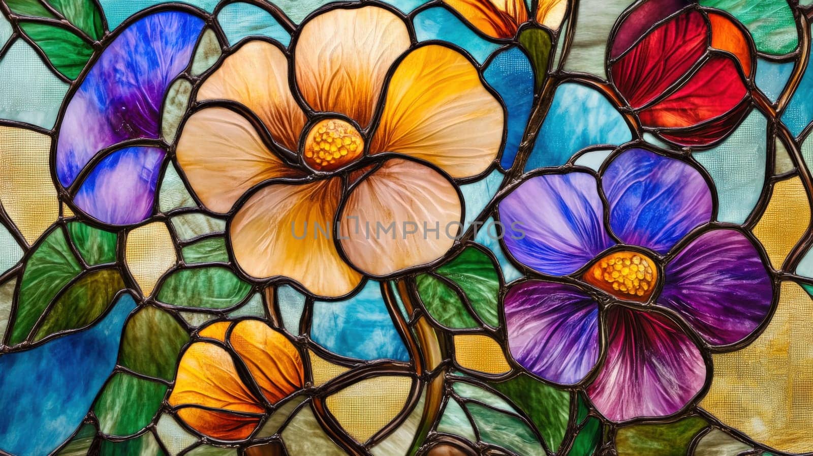 Stained Glass Floral Motif backdrop
