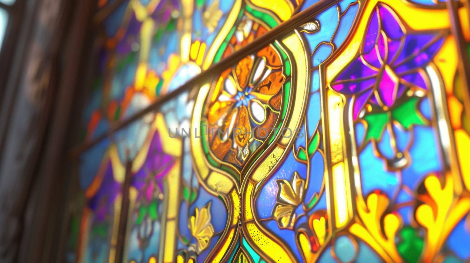 Colorful stained glass windows in a cathedral