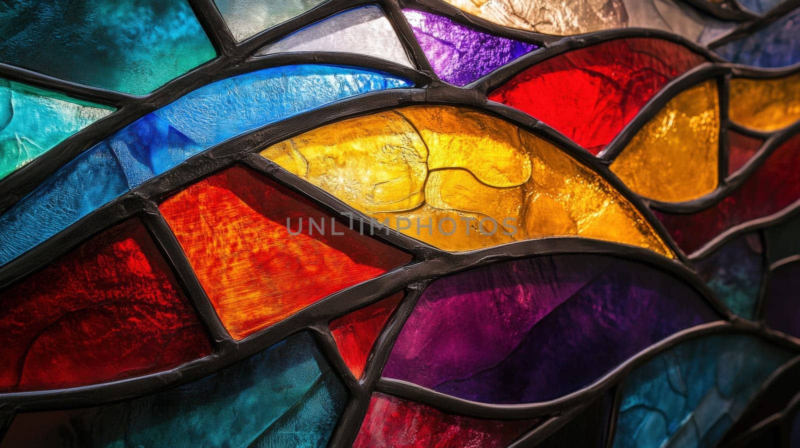Abstract stained glass pattern in vibrant color