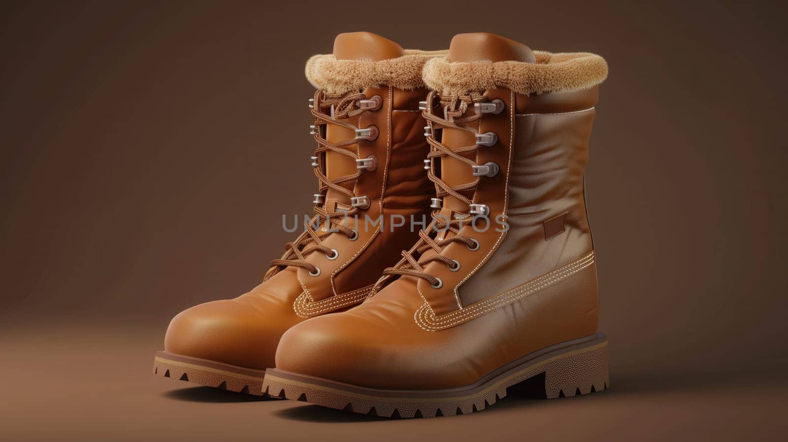 Depiction of a new pair of leather brown boots