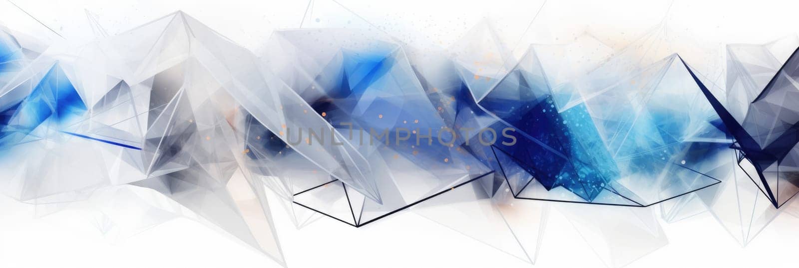 Abstract watercolor artwork mixed with buzzy geometric shapes for background of social media banner generative AI image