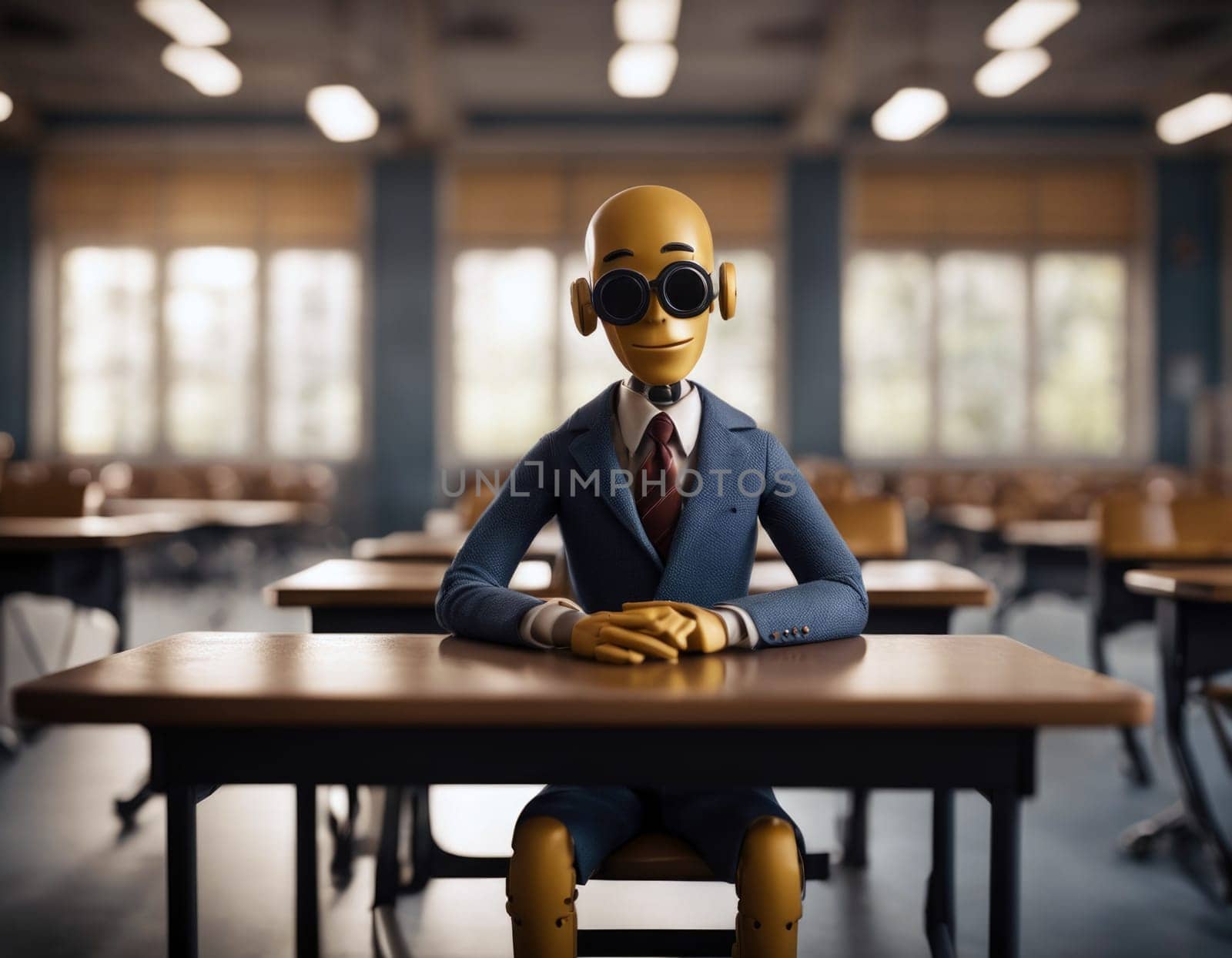 robot studying at school. AI generation by vicnt
