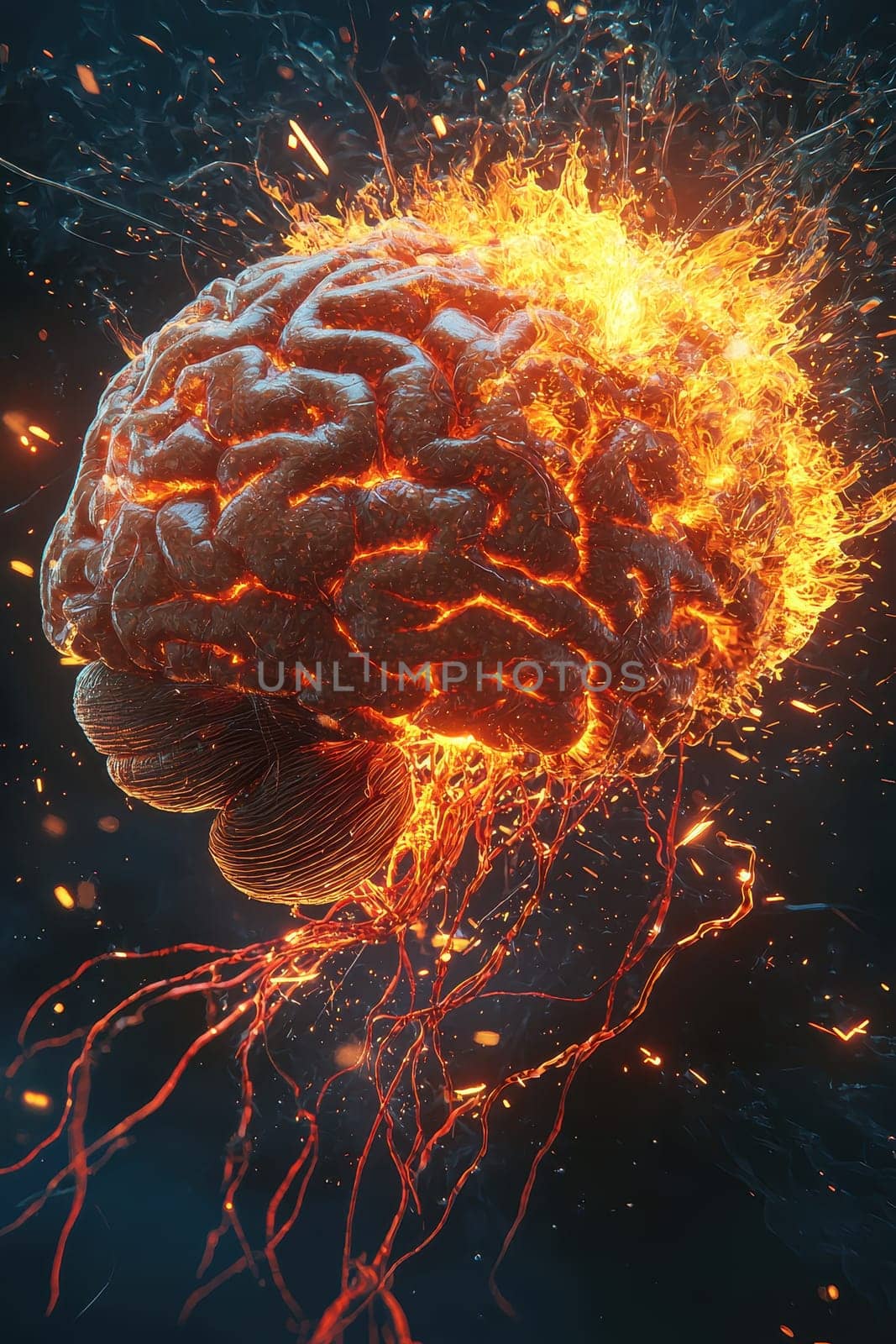 Creativity concept with a brain exploding in colors. Mind blown concept.