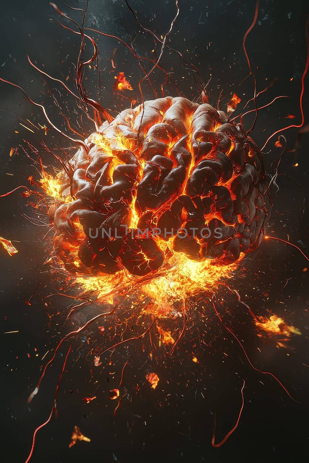 Creativity concept with a brain exploding in colors. Mind blown concept.