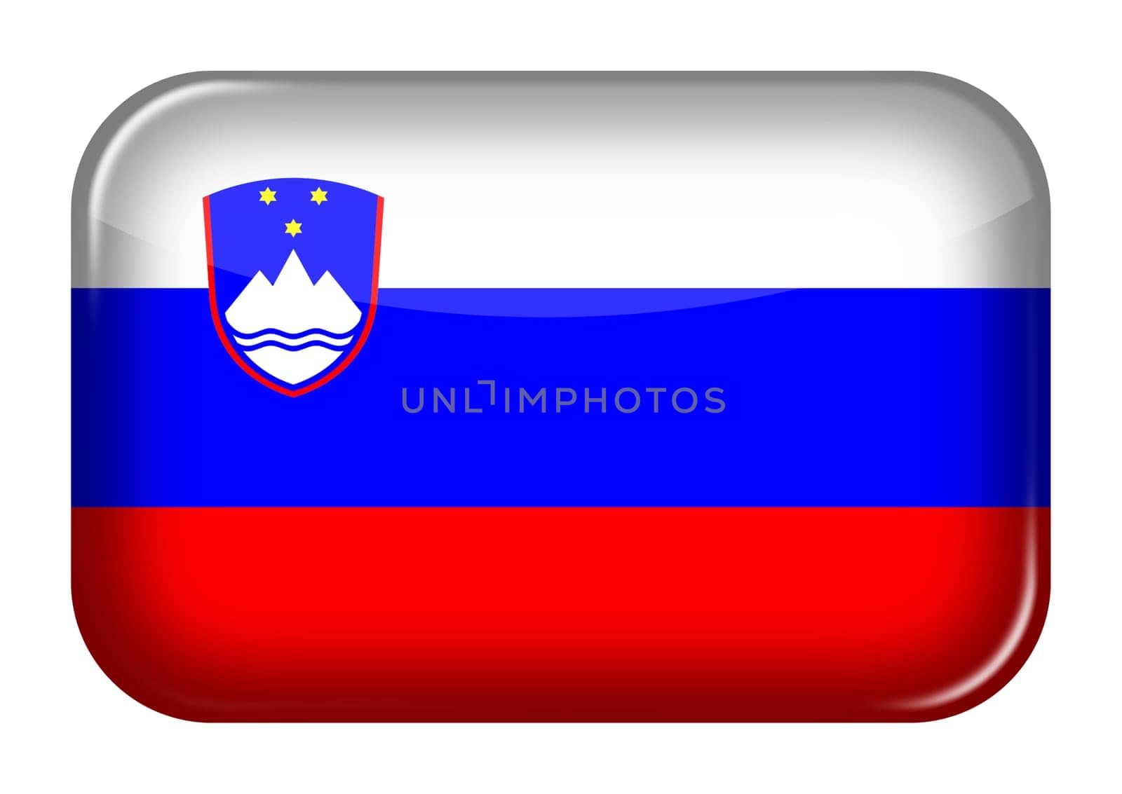 A Slovenia web icon rectangle button with clipping path 3d illustration