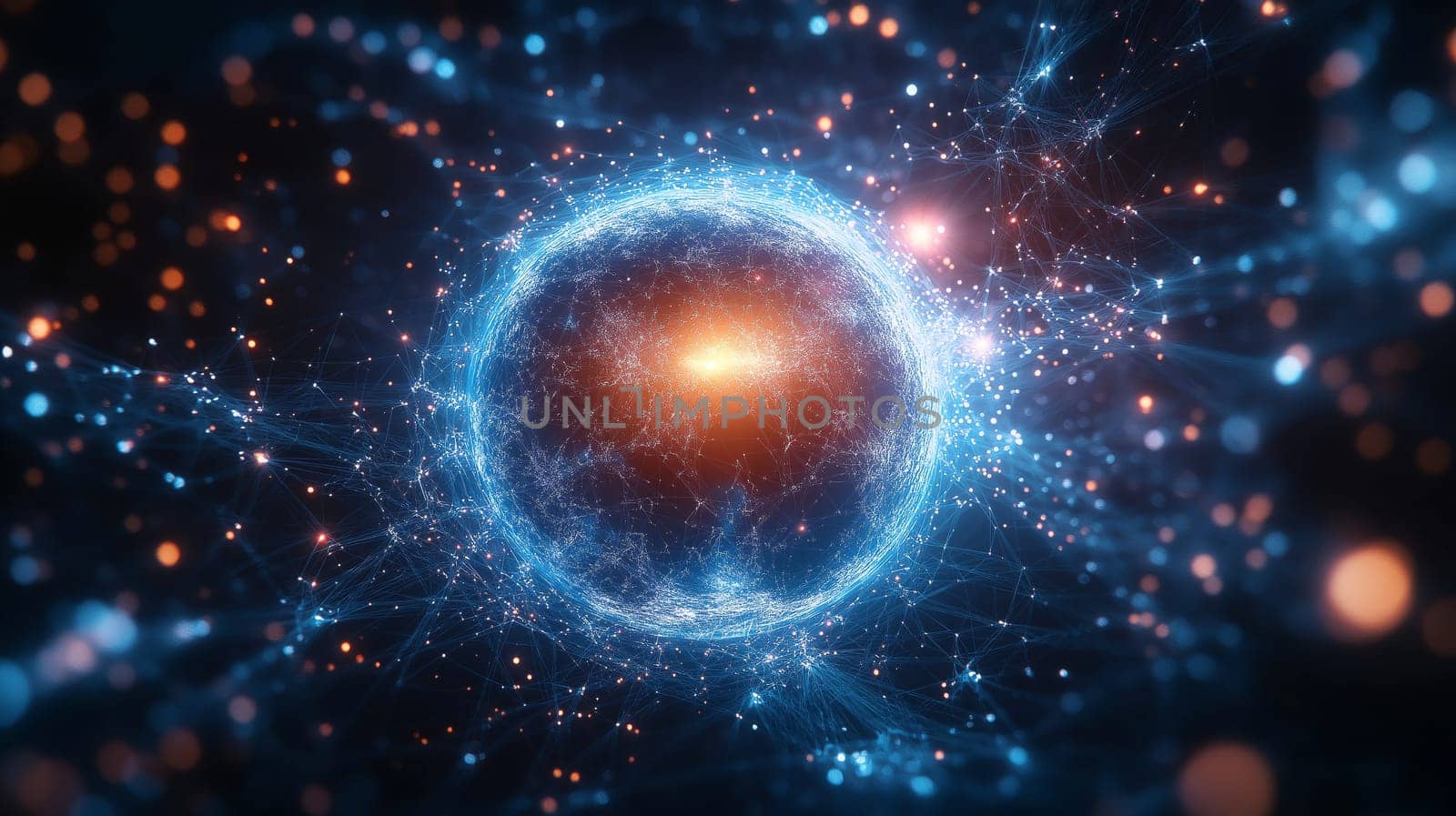A captivating representation of Earth is displayed in vibrant blue with glowing effects.