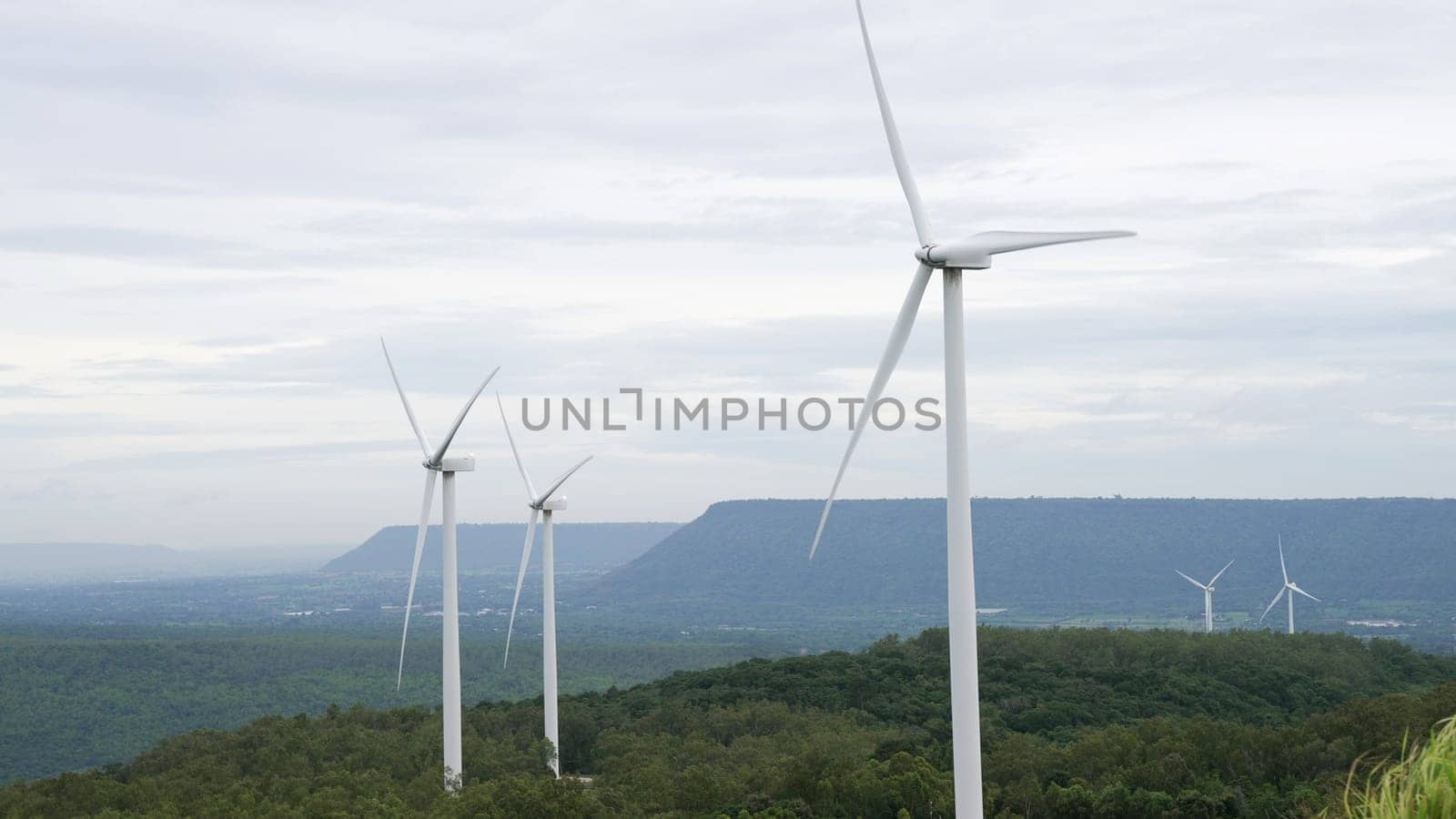Progressive idea of using wind for electric energy by wind turbine farm. by biancoblue