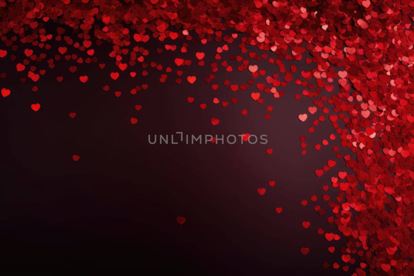Bokeh Hearts shape on red background