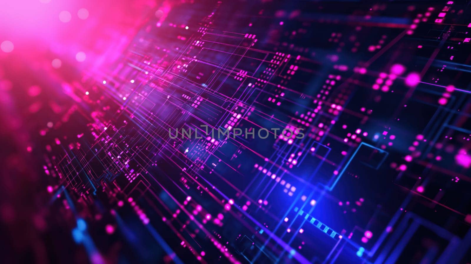 Vivid neon sparkling tech abstract background. Generative AI design
