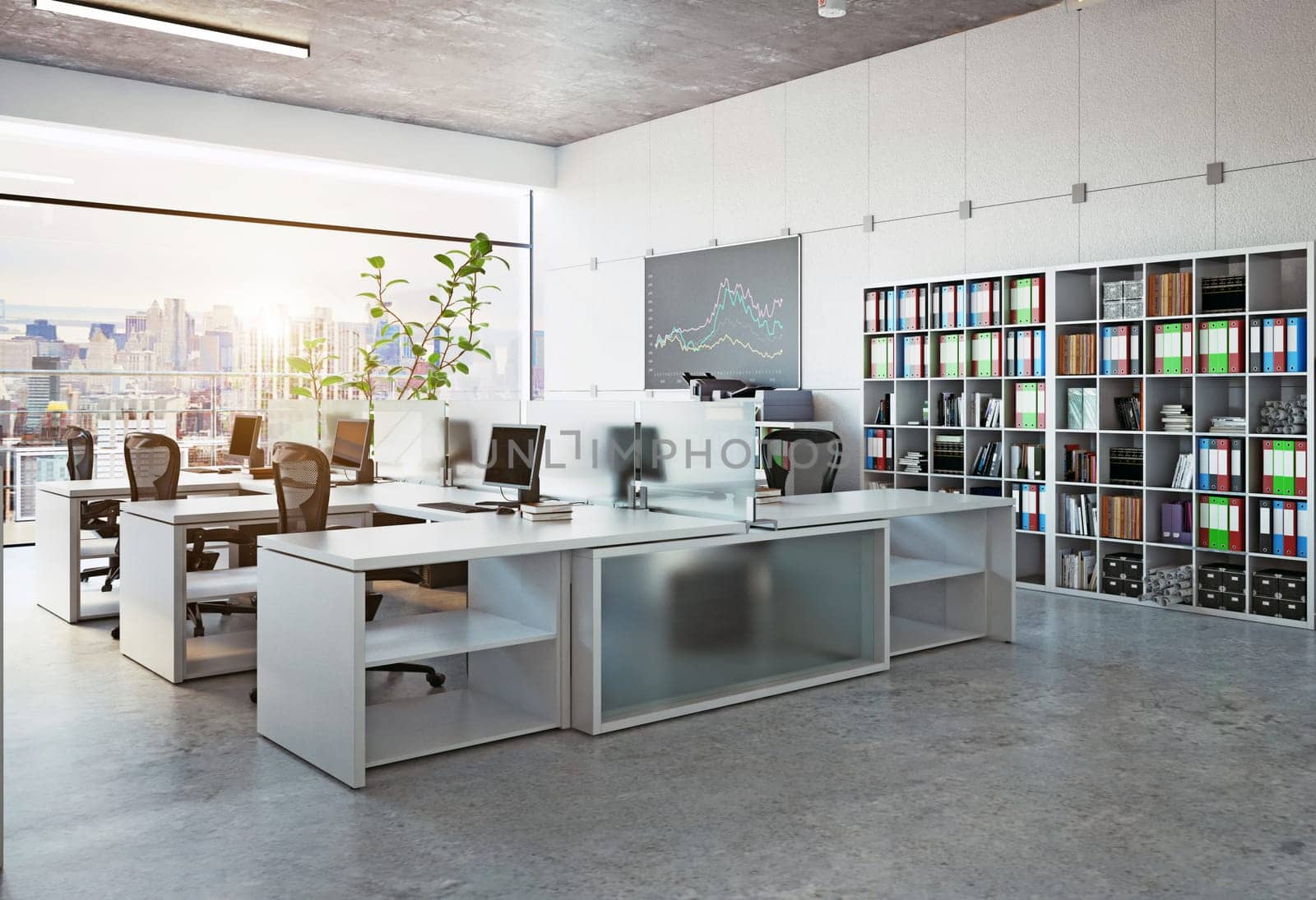 modern office interior, 3d rendering business concept design