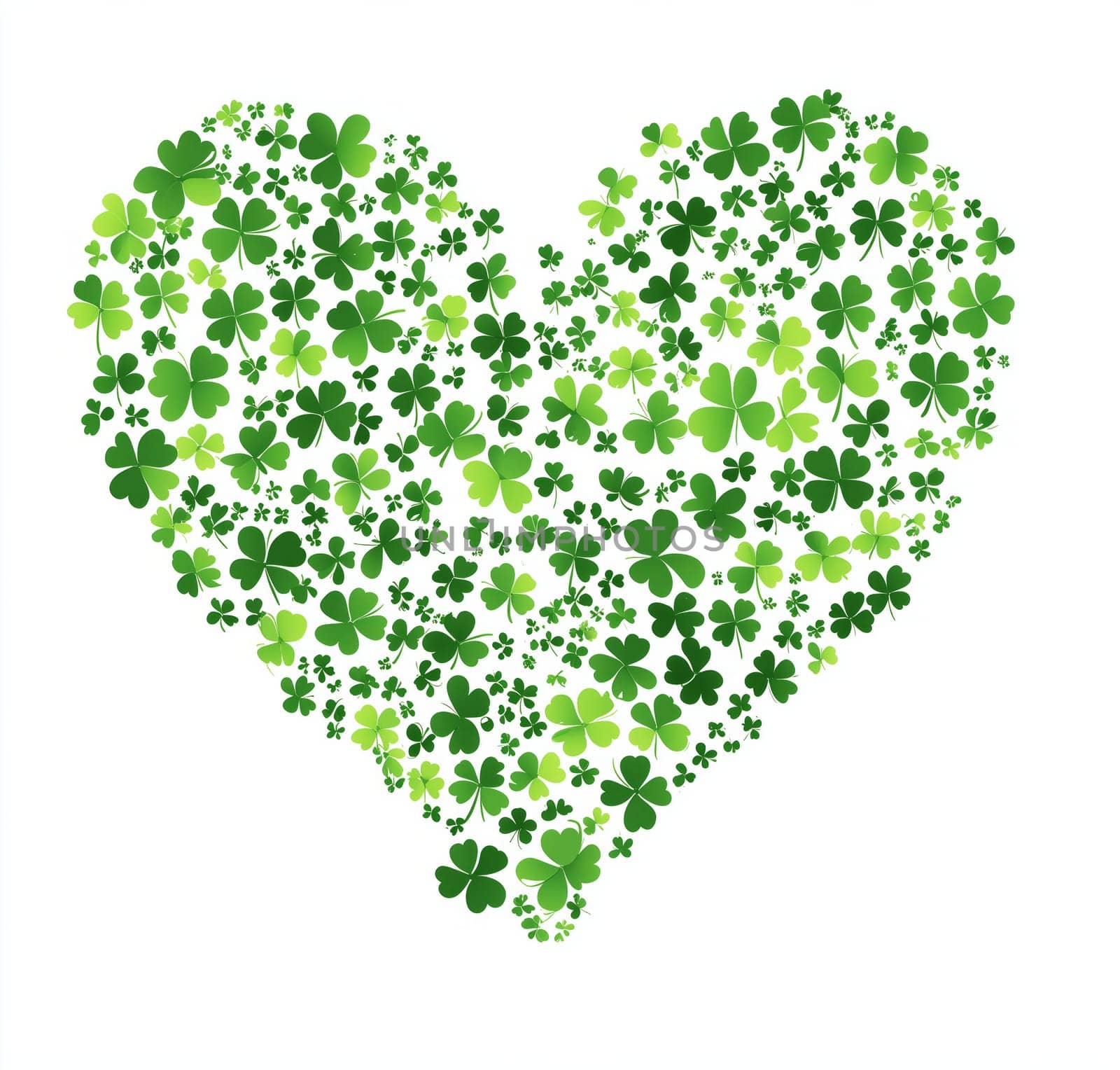 Heart shape made of clovers symbolizing love and luck for saint patrick's day