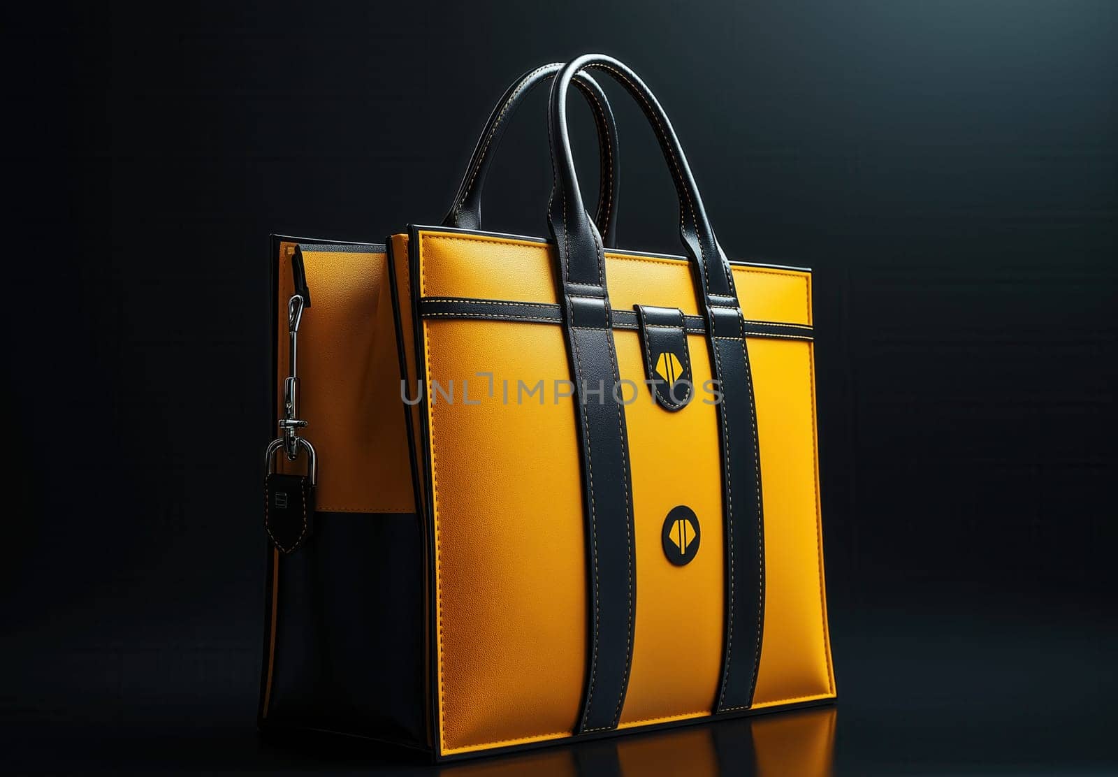 A woman's bag on a black background. Selective focus.