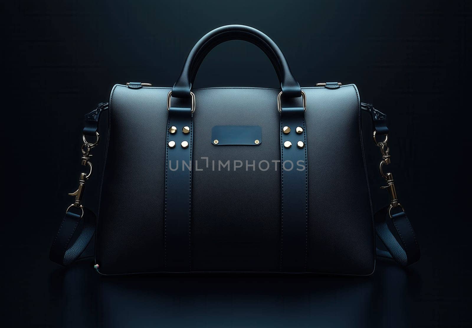 A woman's bag on a black background. Selective focus.